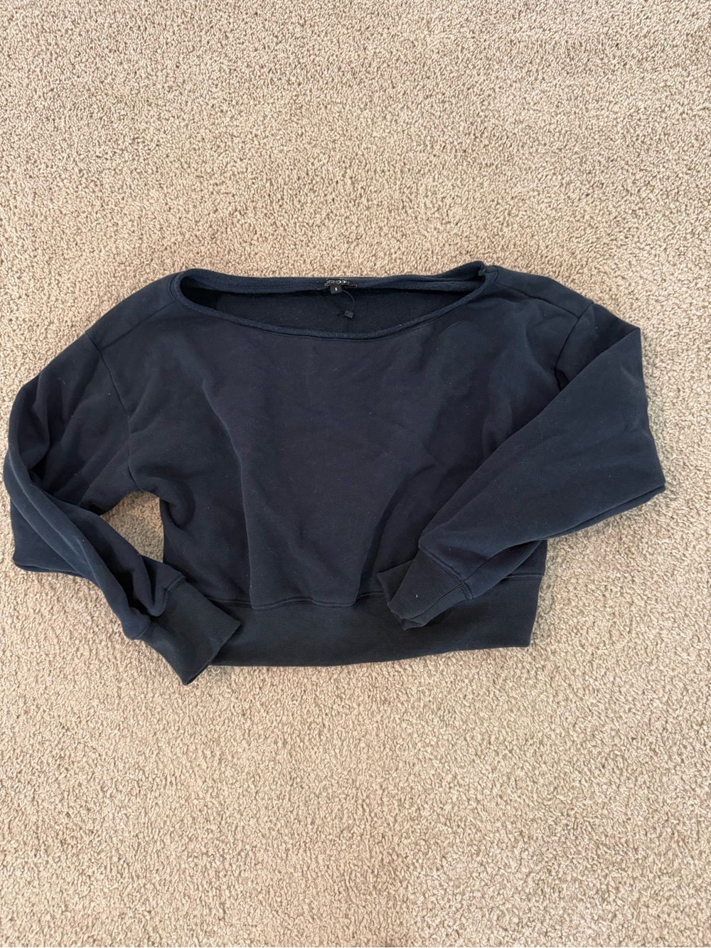 Women's Black Cropped Boatneck Sweater